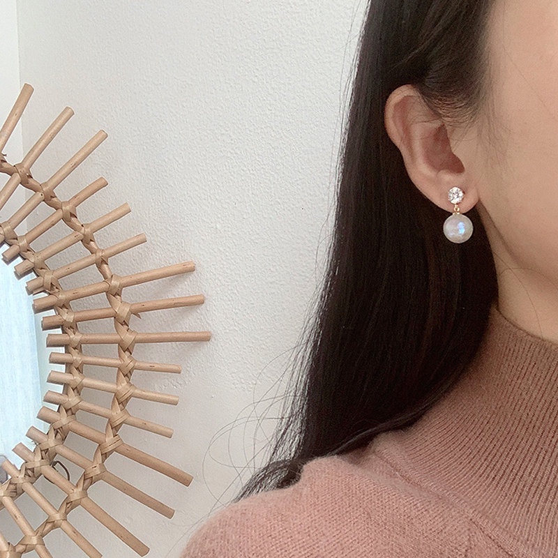 Bông tai ngọc trai đổi màu óng ánh cao cấp thiết kế sang trọng dành cho nữ
