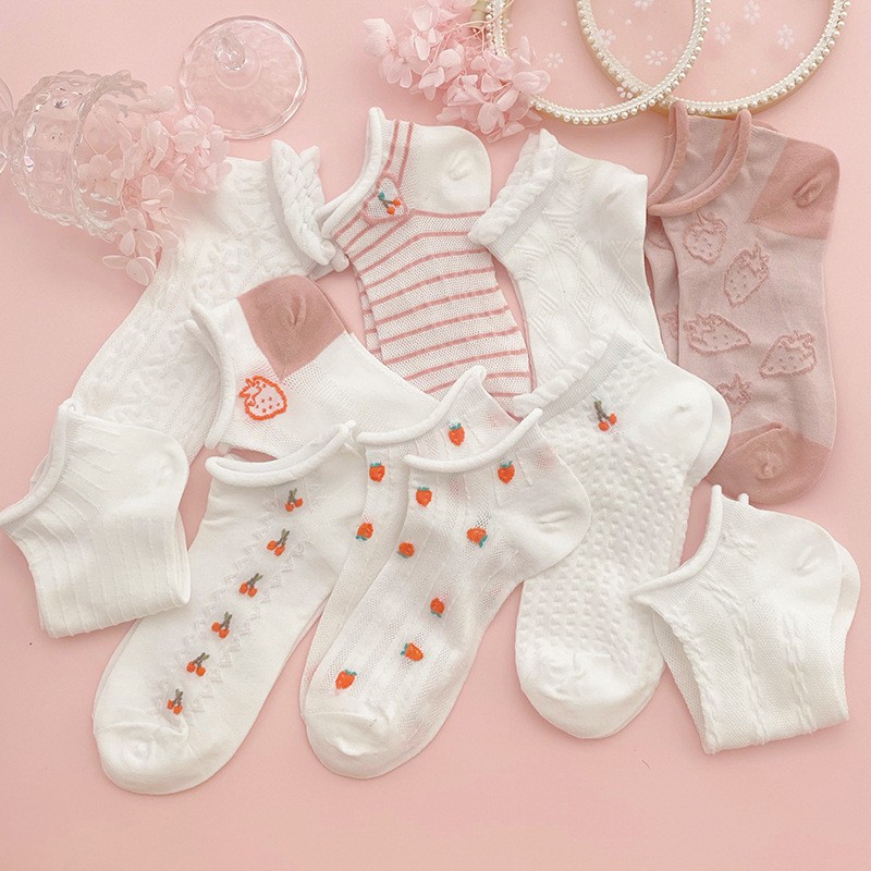 ❤️FREESHIP❤️ Tất - Vớ  Ulzzang Cổ Ngắn gân tăm Phong Cách Vintage Hàn Quốc họa tiết siêu xinh TA21