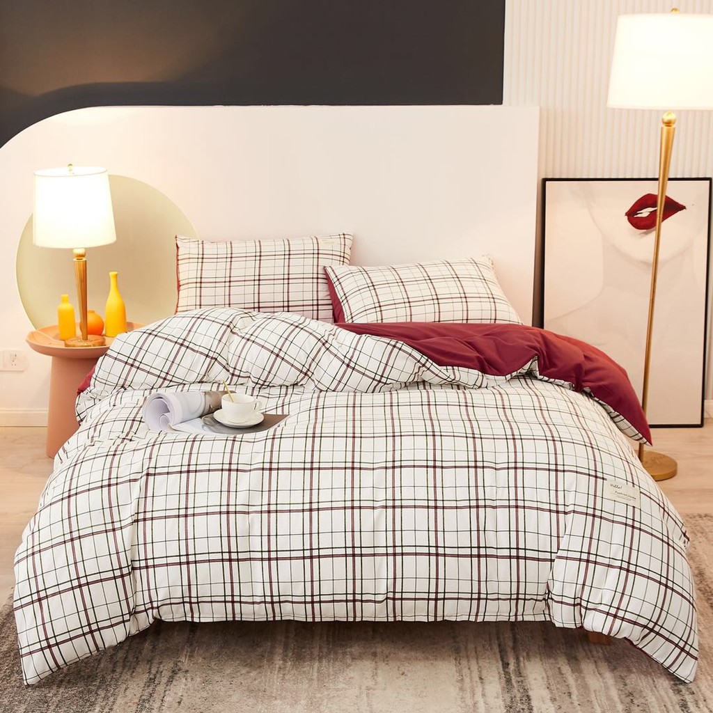 Bộ đũi kẻ Set 4 món chăn ga gối HASUKO kẻ hàn quốc đủ mọi kích thước