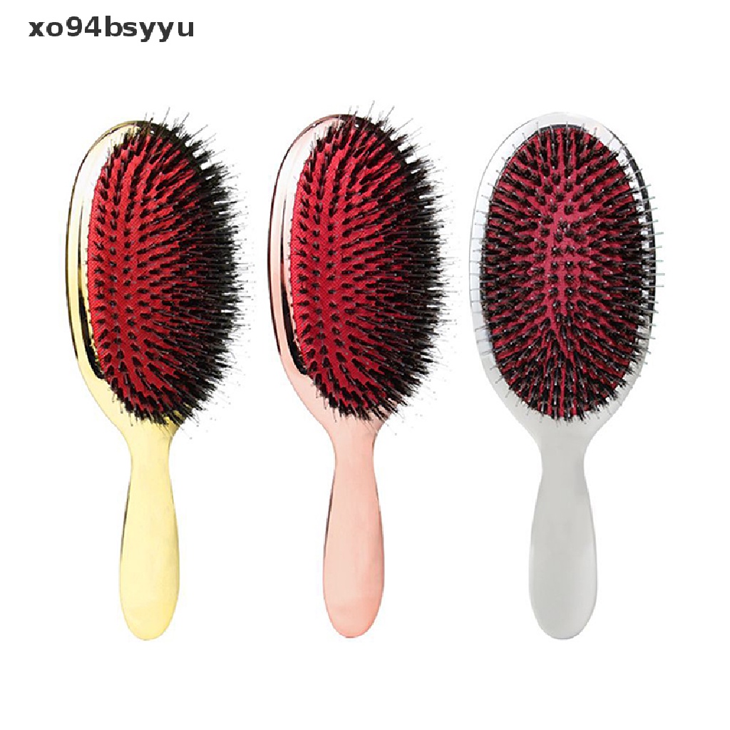 [Hàng mới về] Lược chải tóc hình oval màu vàng và bạc sang trọng chống tĩnh điện có thể mát xa