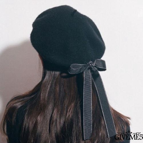 Mũ nồi đen phối nơ dễ thương cho nữ