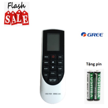 Remote Điều khiển Điều Hoà máy lạnh Gree mặt đen, Tặng pin !