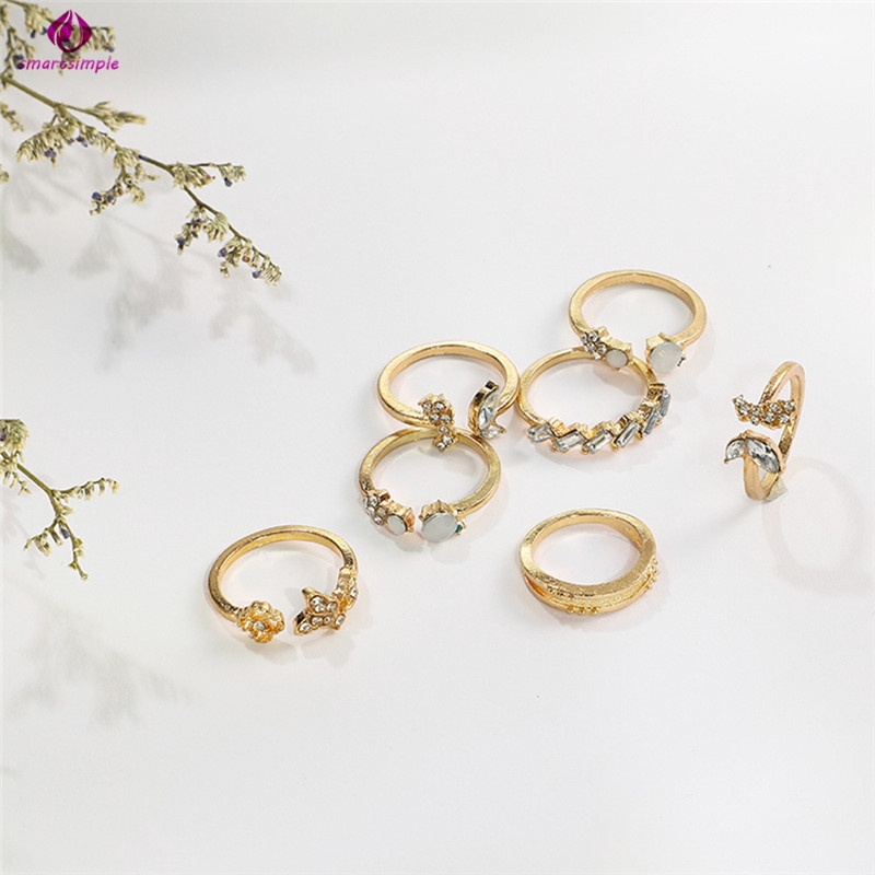 Bộ 7 Nhẫn Nữ Màu Vàng Thời Trang
