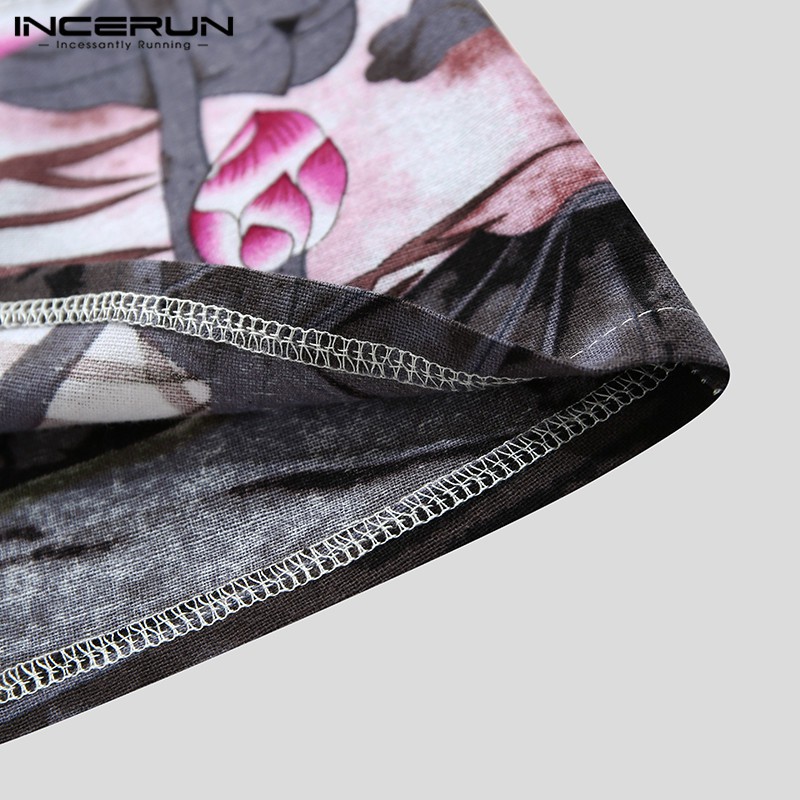 INCERUN Áo tay lỡ 3/4 in họa tiết phong cách cổ điển cho nam | BigBuy360 - bigbuy360.vn