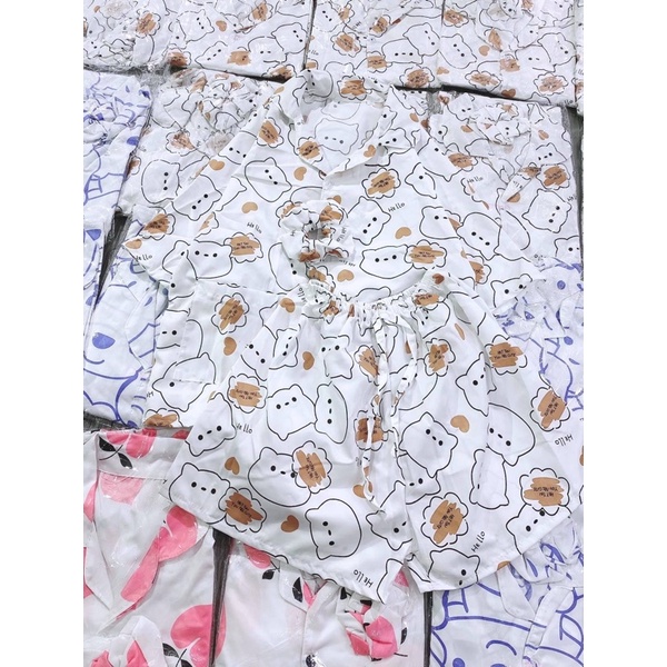 Bộ Pijama Hình Cộc Tay Nữ Tặng Kèm Dây Buộc Tóc Scruncies,Bộ Đồ Mặc Nhà Siêu Kute Ulzzang Hot Hit(Ảnh Thật) | BigBuy360 - bigbuy360.vn