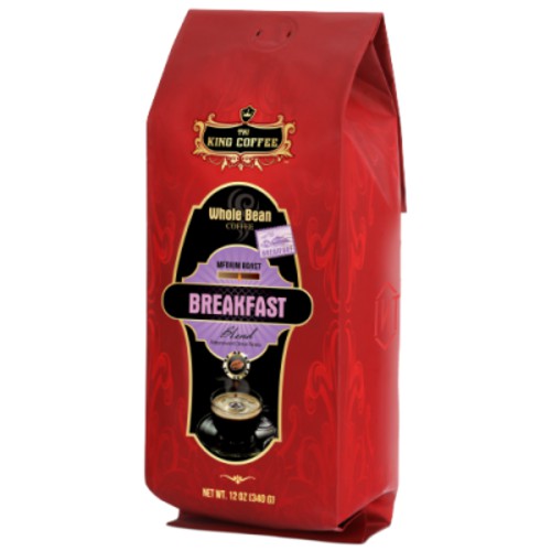 Cà Phê Hạt Rang Nguyên Chất Breakfast KING COFFEE - Túi 340g - Mức độ rang vừa phối trộn Arabica &amp; Robusta