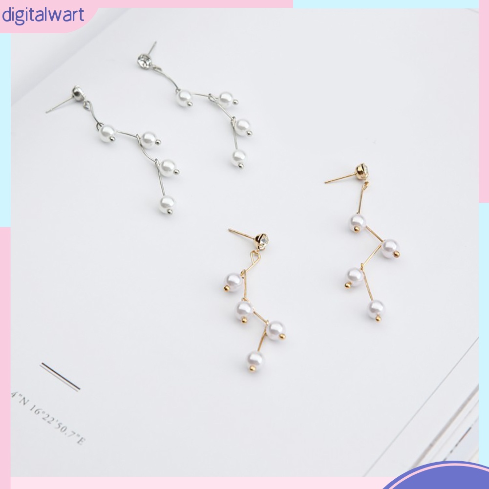 Bông tai dáng dài đính hạt ngọc trai giả xinh xắn cho nữ