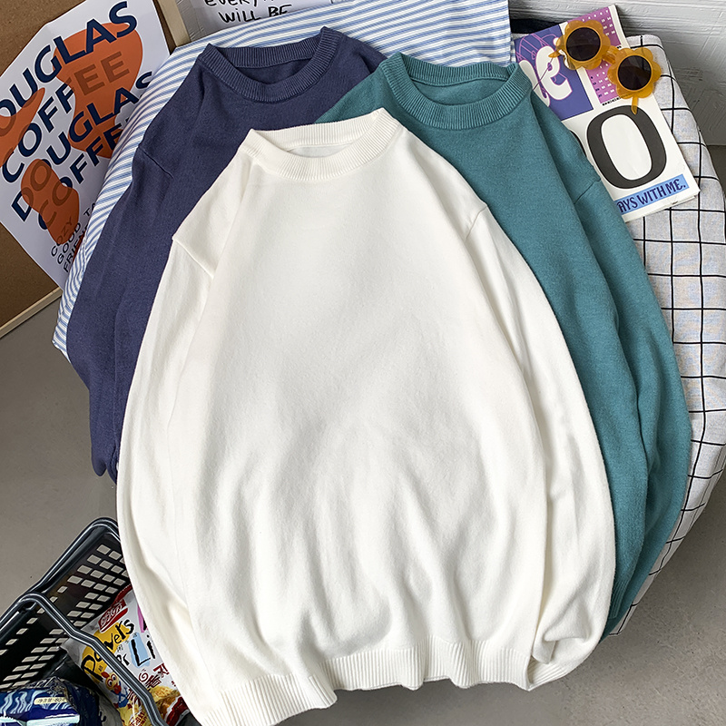 Áo Sweater Cổ Tròn Màu Trơn Phong Cách Hàn Quốc Dễ Phối Đồ Với 6 Màu Lựa Chọn Màu Sắc