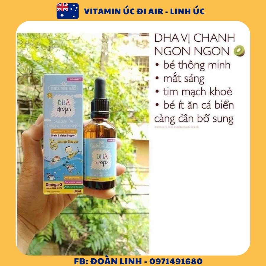 DHA Drops Natures Aid Anh 50ml, Hàng Chuẩn Anh, DHA Drops, Bổ sung DHA cho trẻ từ 3 tháng natures aid