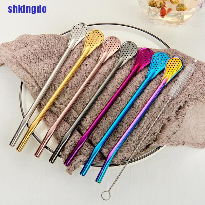 Ống hút kiêm thìa bằng thép không gỉ có thể tái sử dụng