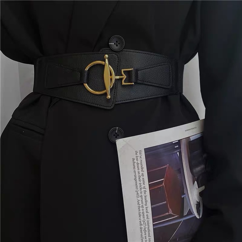 Đai váy belt váy nữ bản to 5cm ĐV020 phối da mặt vàng Meo shop đai thắt lưng váy nịt áo đầm