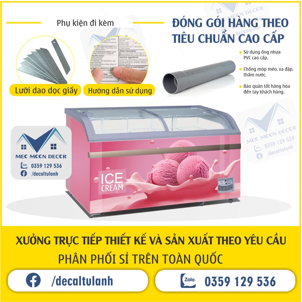 Miếng dán tủ đông - decal dán tủ đông không thấm nước mẫu mới tươi mát cho tủ dung tích dưới 400l