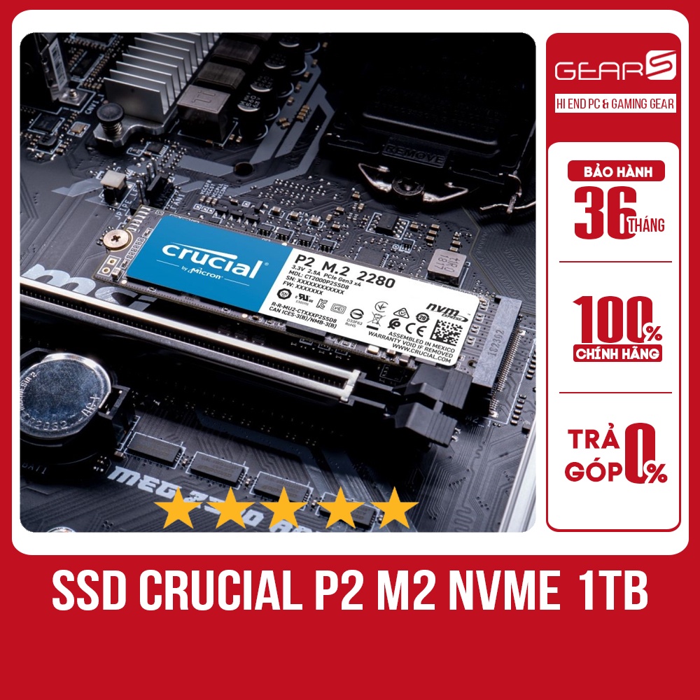 Ổ cứng SSD Crucial P2 1TB NVMe - Bảo hành chính hãng 36 Tháng