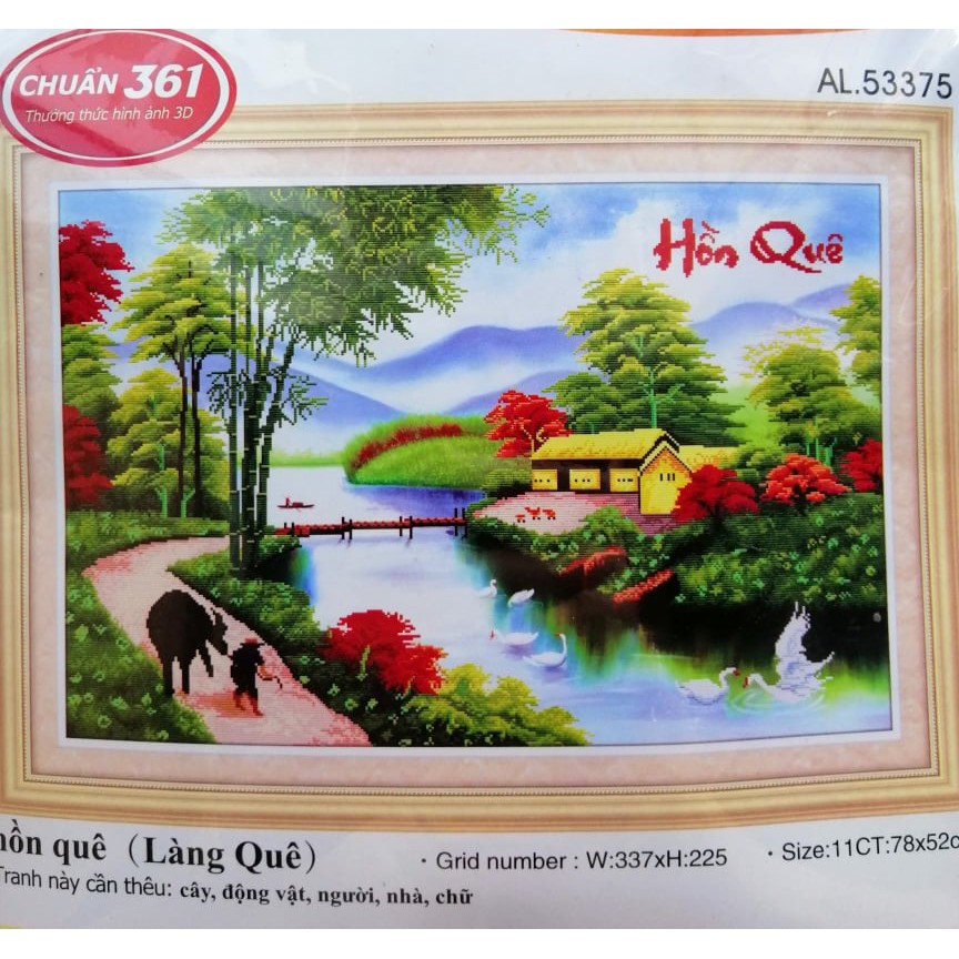 Tranh thêu chữ thập Phong cảnh Hồn Quê AL53375