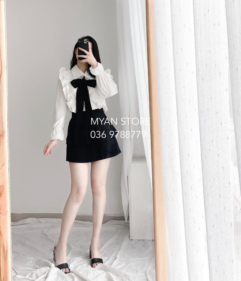 Áo sơ mi trắng cổ đức bèo AVN042109
