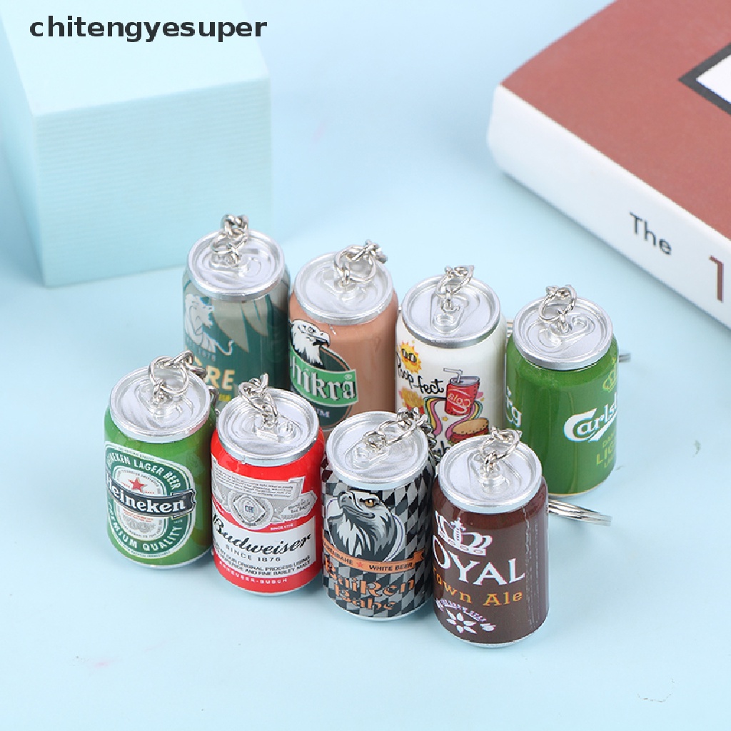 Chitengyesuper Simulation Canned Beer Keychain Boy Men Beer Can Keyring Trinket Couples Cool CGS