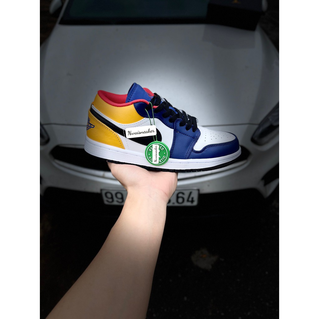 Giày JD Xanh Trắng Gót Vàng