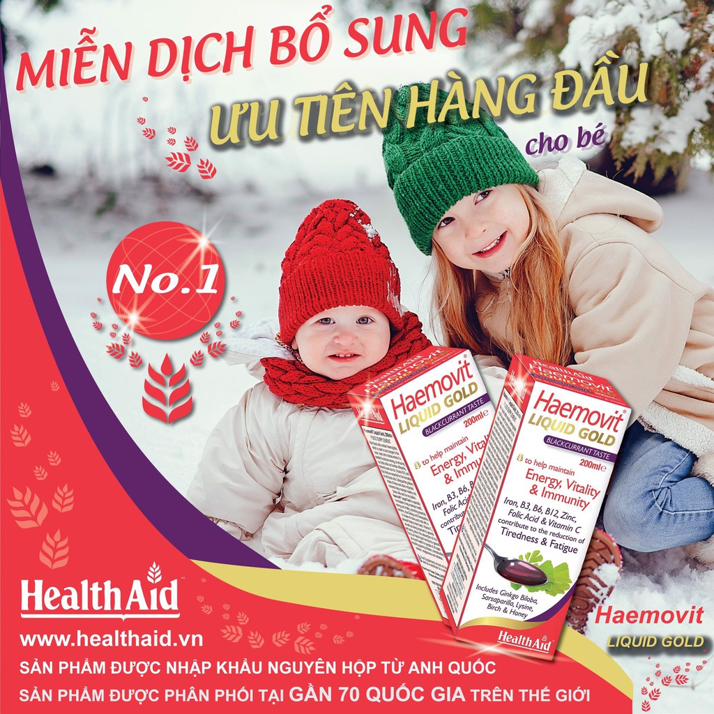 [ Chính hãng] siro Haemovit Liquid Gold bổ sung sắt hữu cơ giúp bổ máu, tăng đề kháng cho bé yêu