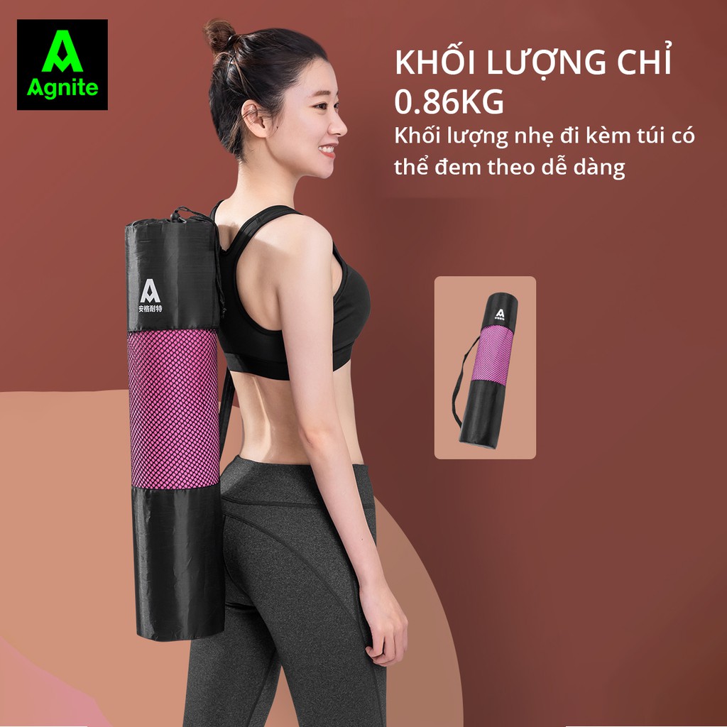 Thảm tập yoga, GYM cao cấp Agnite chính hãng, 2 lớp 6mm siêu dày và nhẹ, chống trơn trượt, khử ẩm mốc, độ bám tốt F4177