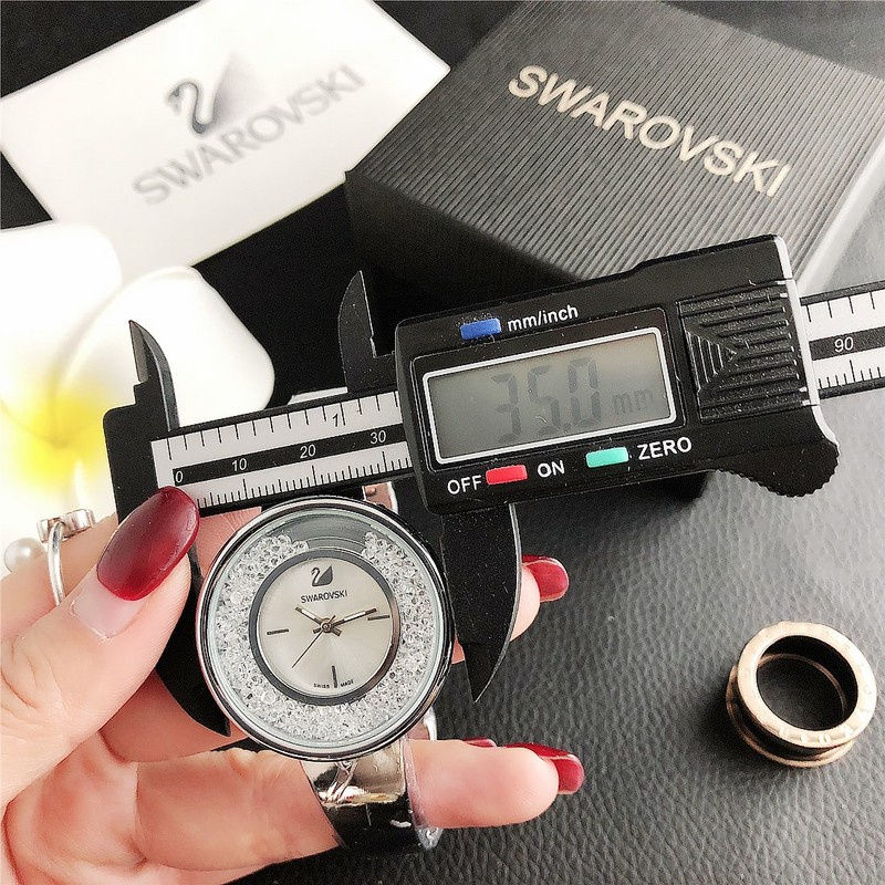 Đồng Hồ quartz Swarovski Swan S6894 Đính Đá Sang Trọng Cho Nam Nữ