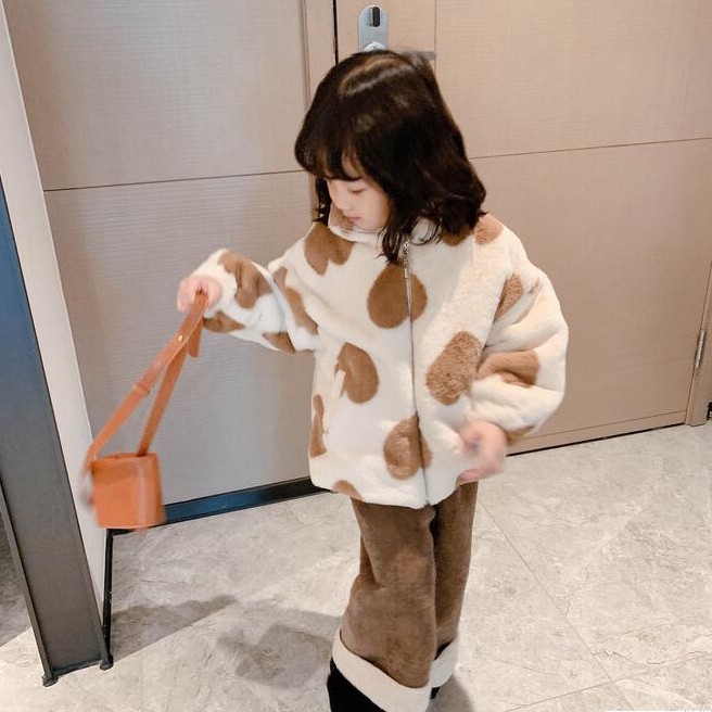 Quần dài ống rộng vải nhung dày co giãn phong cách mùa đông cho bé gái 1-6 tuổi