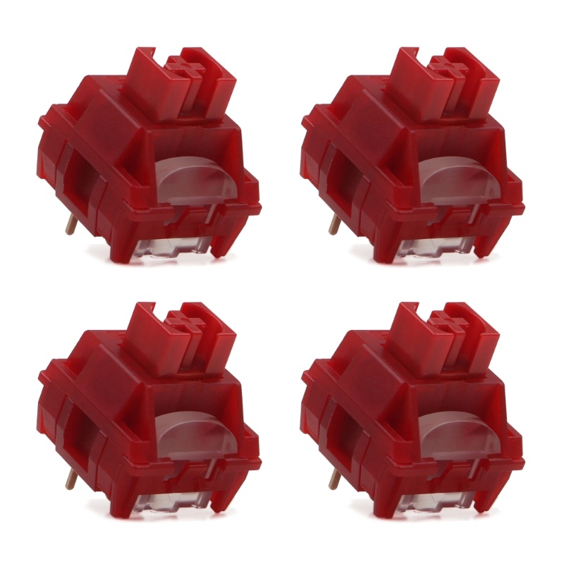 Set 4 Công Tắc TTC Màu Đỏ Chống Bụi 3 Chấu 100M Clicks 45g 53g