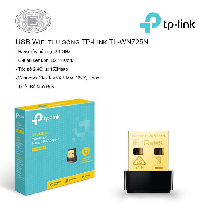 USB thu sóng Wifi TP-LINK TL-WN725N nhỏ gọn dùng cho máy tính | BigBuy360 - bigbuy360.vn
