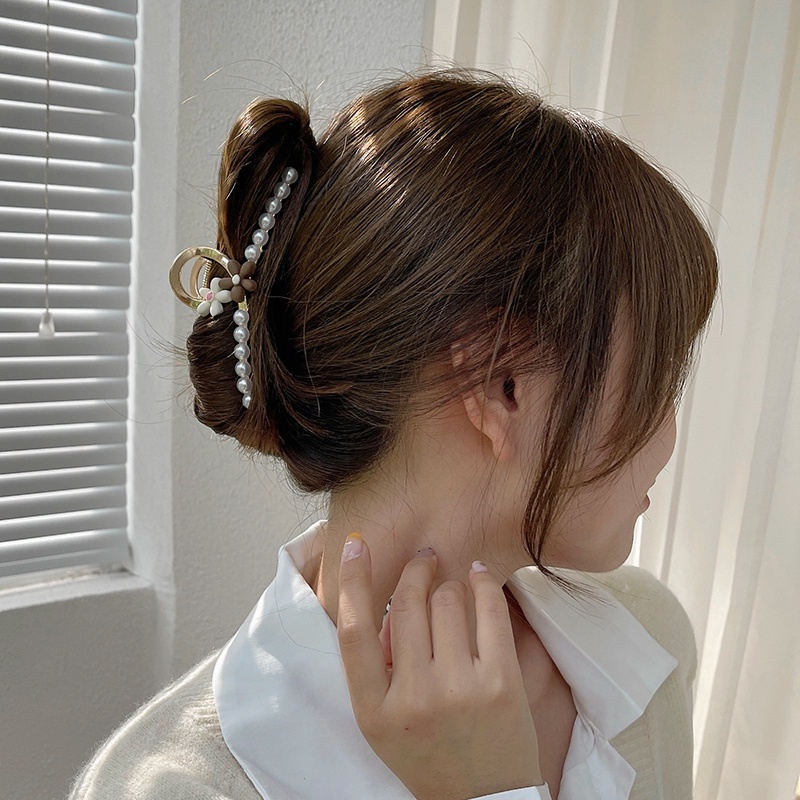 Kẹp tóc đính đá ngọc trai nhân tạo thời trang dành cho nữ