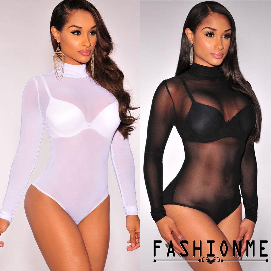 Jumpsuit lưới tay dài quyến rũ cho nữ