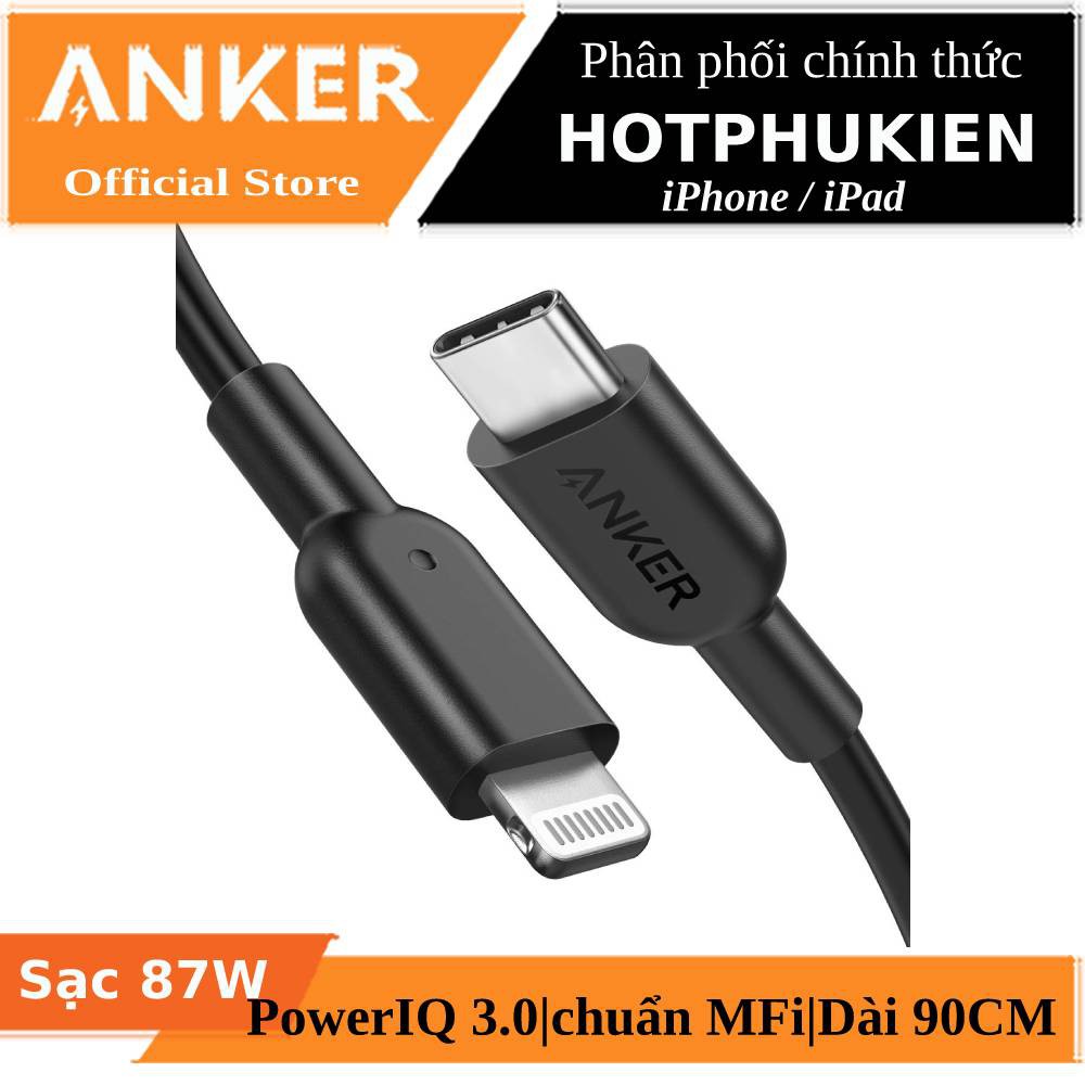 Dây cáp sạc siêu nhanh 87W Type-C PD 3.1 to Lightning hiệu ANKER Powerline+ II cho iPhone / iPad - Hàng Chính hãng