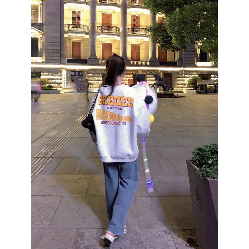 Áo sweater Cổ Tròn Tay Dài Dáng Rộng In Họa Tiết Hoạt Hình Phong Cách Hàn Quốc Thời Trang Cho Nữ