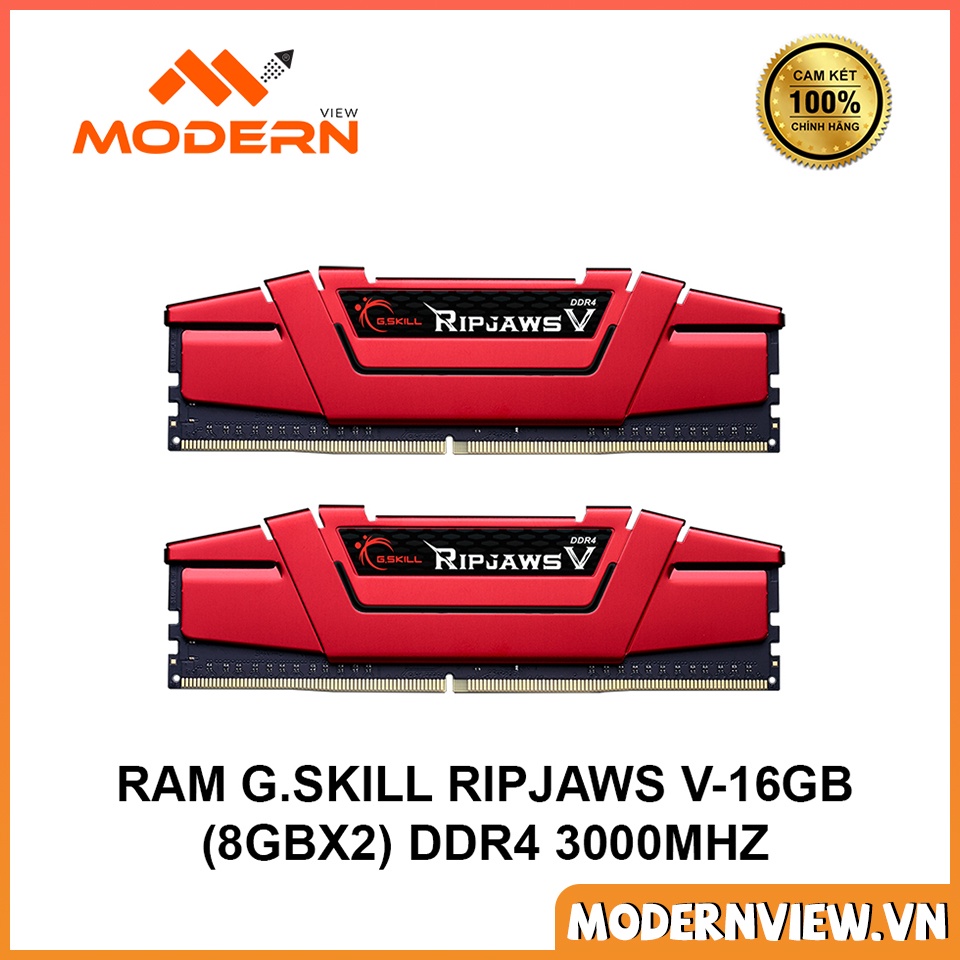 Bộ nhớ ram G.SKILL RIPJAWS V-16GB (8GBx2) DDR4 3000MHz- F4-3000C16D-16GVRB - Hàng chính hãng 100%