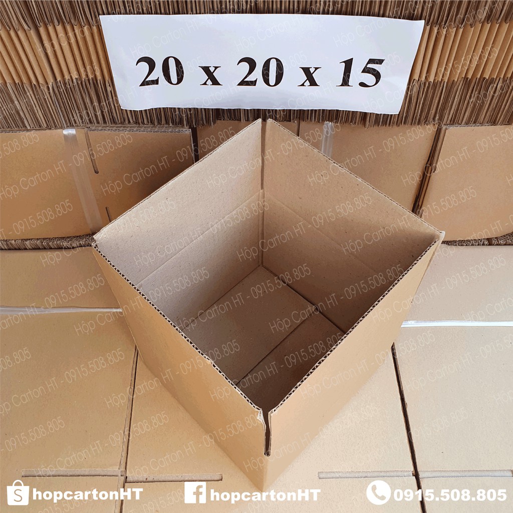 Hộp carton đóng hàng 20x20x15 đựng giày dép, phụ kiện đồ gia dụng giá rẻ - Hộp Carton HT