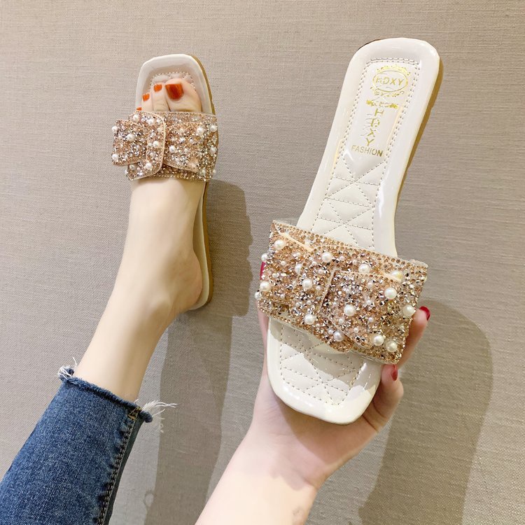 Dép quai ngang IELGY mũi vuông đế bằng thời trang dành cho nữ