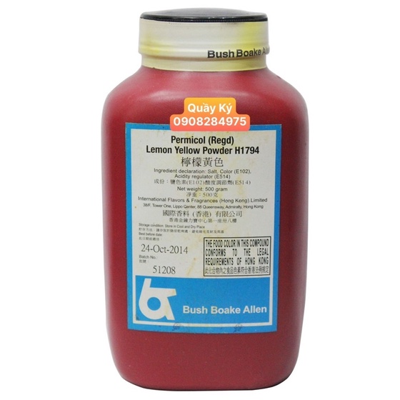 Bột Màu 500gr - Hong Kong/ Permicol Orange Red Powder  / Lemon Yellow Powder / Orange Yellow Powder