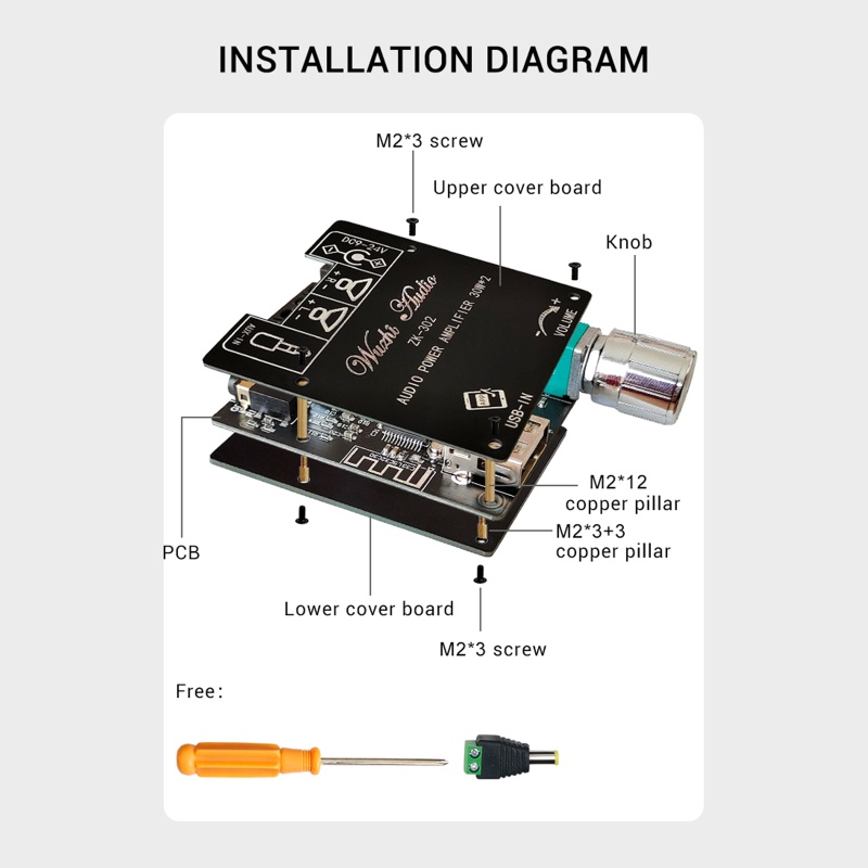 Bảng Mạch Khuếch Đại Âm Thanh ZK-302 Bluetooth