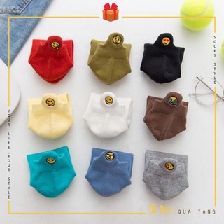 Tất nam nữ Ullzang cổ cao 9 màu trơn họa tiết icon cảm xúc phong cách Hàn Quốc