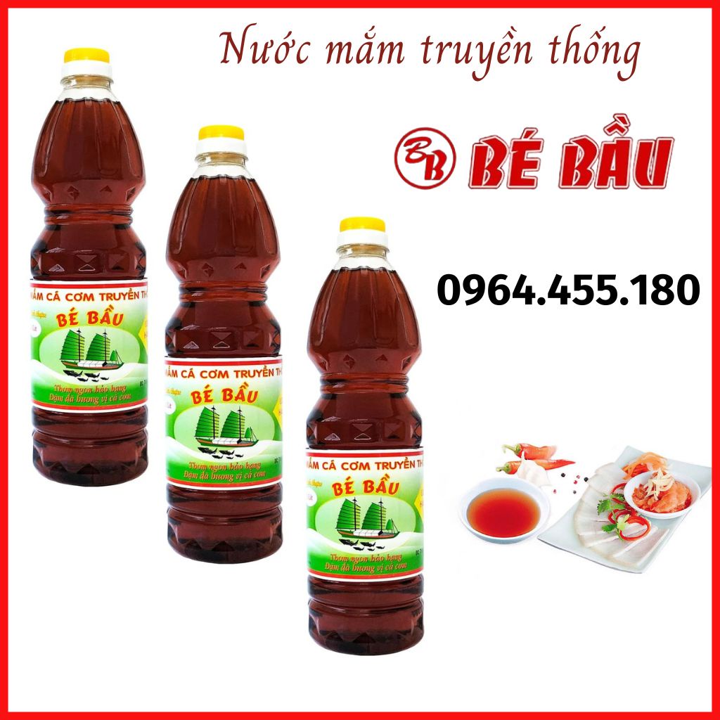 3 Chai Nước Mắm Bé Bầu chai nhựa 1 lít, dùng để kho nấu, pha chế nước chấm