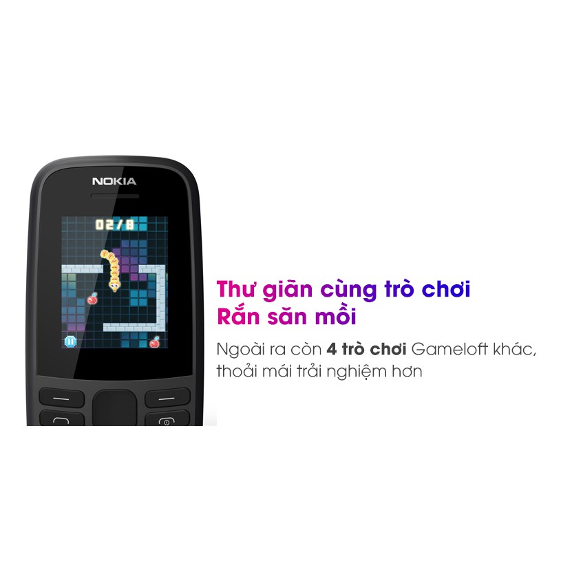 Điện thoại Nokia 105 Dual Sim - 2 sim 2019 - Hàng chính hãng
