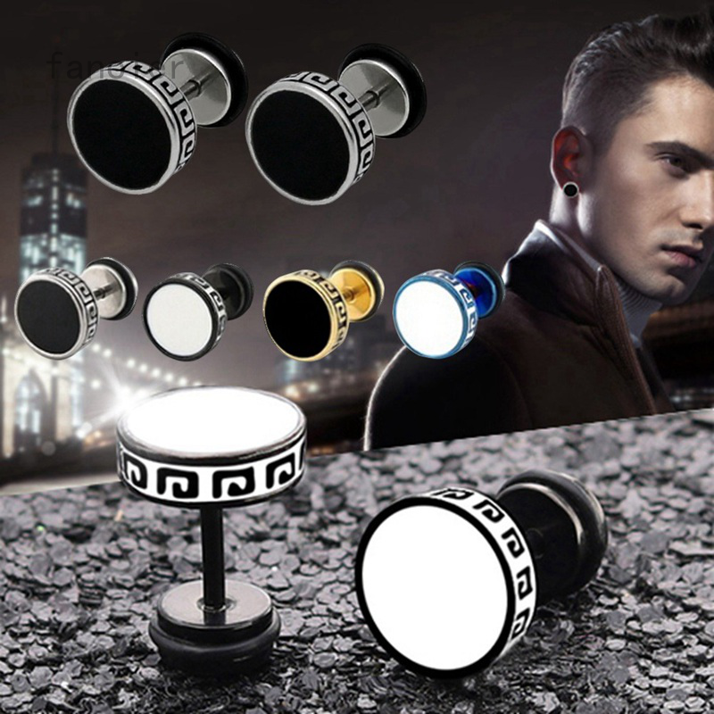 Khuyên Tai Titanium Mạ Vàng Phong Cách Punk Cá Tính Cho Nam