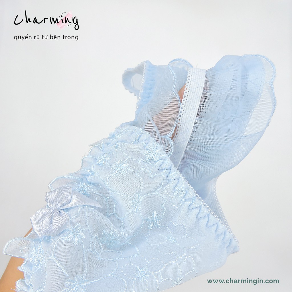 Quần lót T-back  lưng voan co giãn cùng ren hoa dễ thương size M, L - QLTB0017