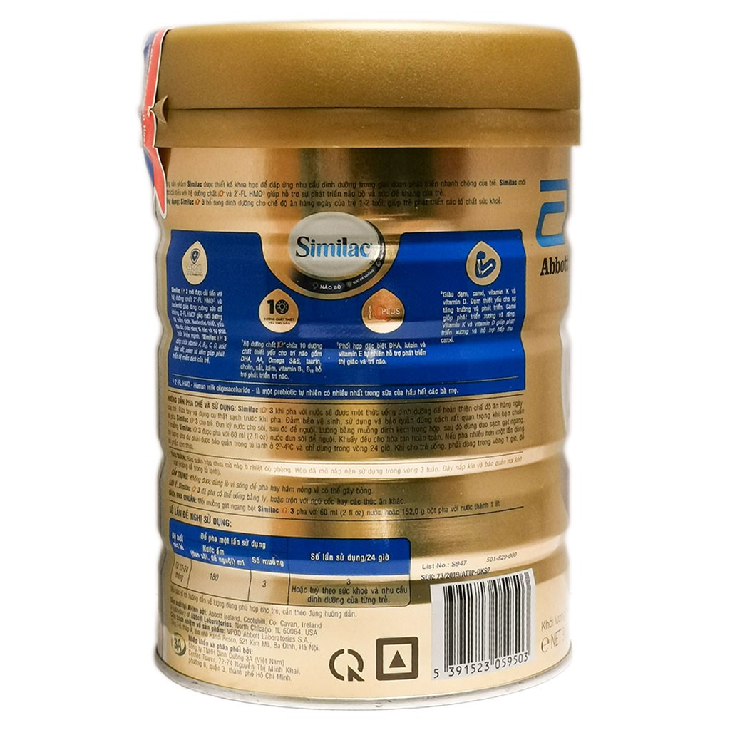Sữa bột abbott similac 1/2/3/4 900g