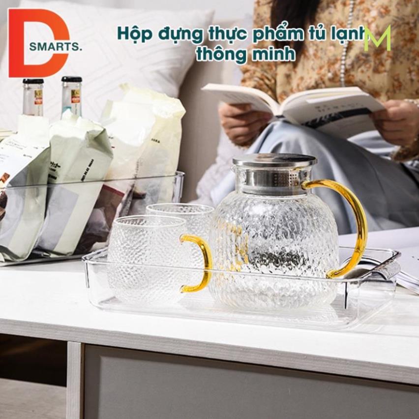Hộp đựng bảo quản thực phẩm trong tủ lạnh nhựa PP cao cấp đa năng có thể làm khay đựng cốc và đồ makeup HÀNG HOT T5