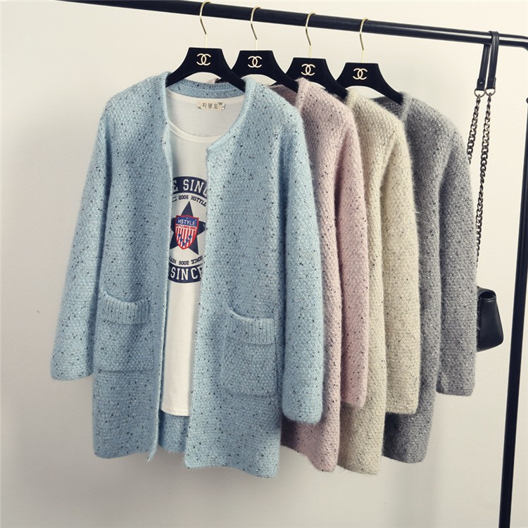 Áo khoác len họa tiết tay phồng