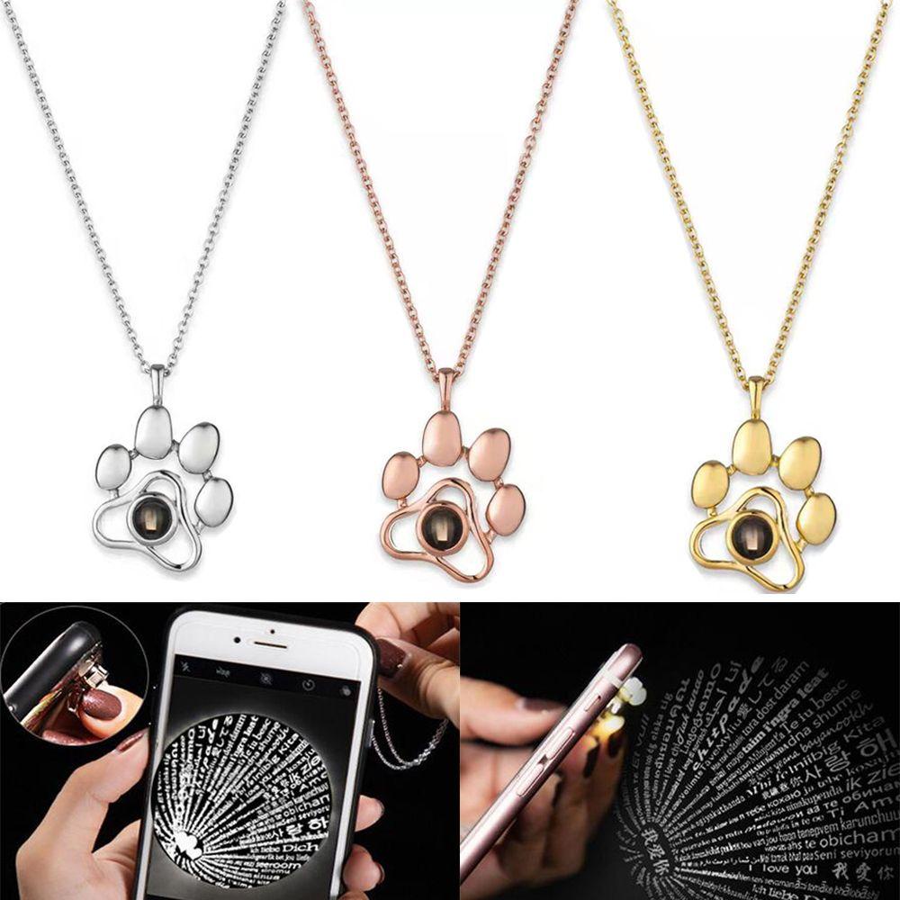 Vòng cổ Mặt Hình Dấu Chân Thú Cưng 100 Ngôn Ngữ