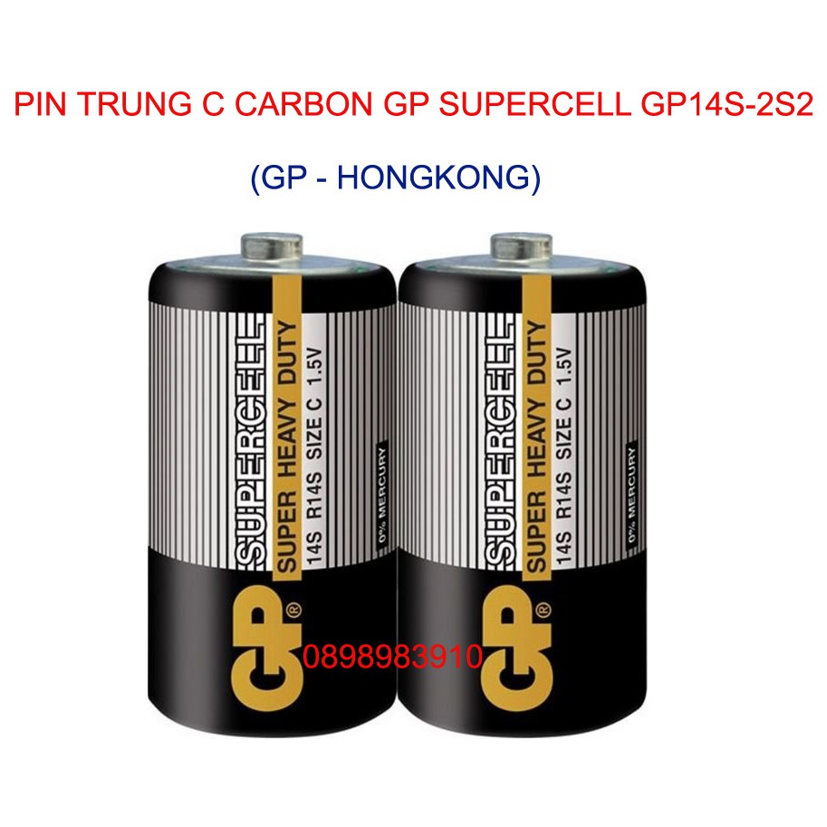 Pin trung C CARBON GP SUPERCELL GP14S-2S2 vỉ 2 viên