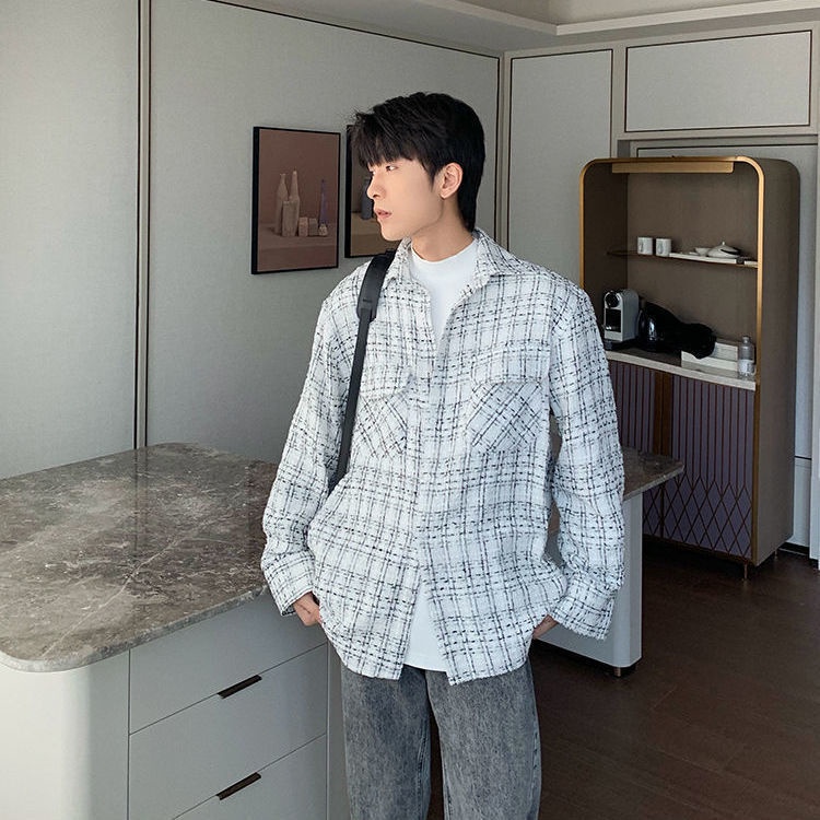 ❃Áo Sơ Mi Khoác Ngoài Dáng Rộng Họa Tiết Kẻ Sọc Thời Trang Mùa Xuân Phong Cách Nhật Bản Mới Cho Nam