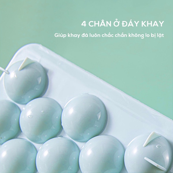 Khay Làm Đá Tròn Viên Có Nắp Chất Liệu Nhựa PP An Toàn Trong Thực Phẩm Có Lỗ Loại Bỏ Nước Thông Minh