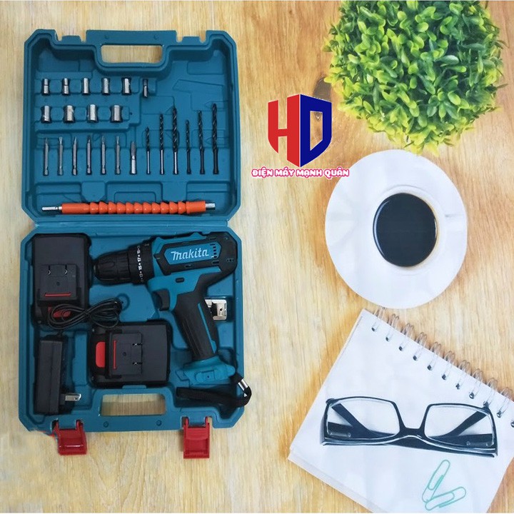 (LOẠI TỐT) KHOAN PIN BẮN VÍT MAKITAA 18V - 2 PIN CHUẨN - 3 CHỨC NĂNG CÓ BÚA - FULL PHỤ KIỆN - 100% LÕI ĐỒNG 24 MÓN