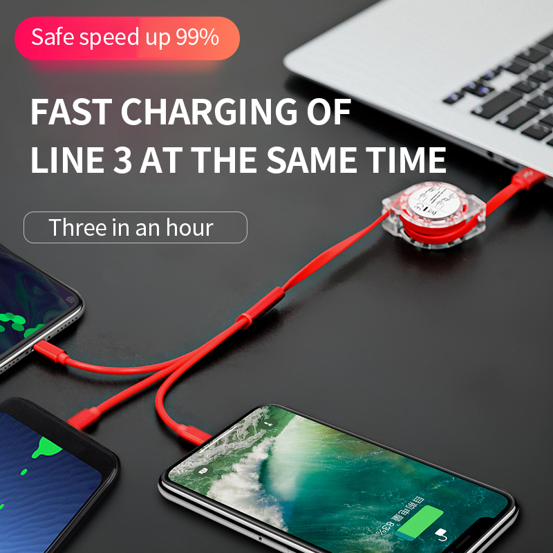Dây cáp sạc TZUZL 3 trong 1 thu gọn được TypeC chất lượng cao